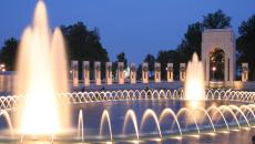 World War II Memorial at night, Washington, DC